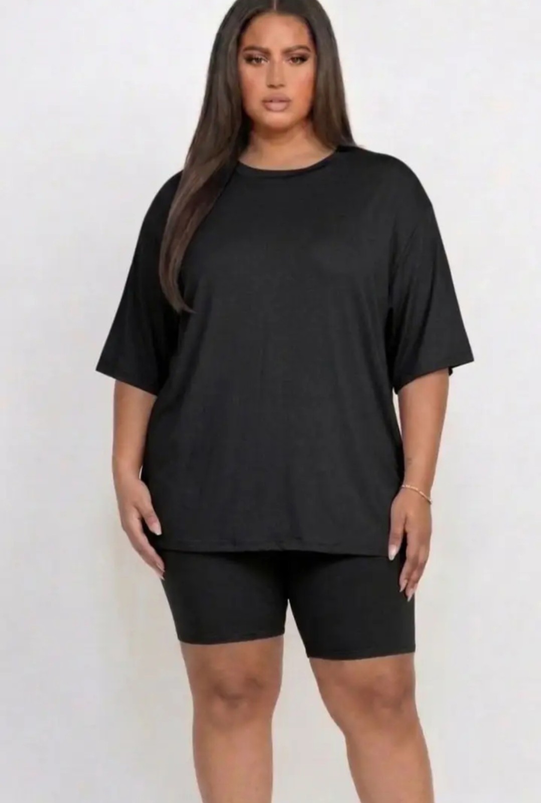 Capella Apparel Women’s Black 2-Piece Set T-Shirt & Biker Shorts Size 3XS