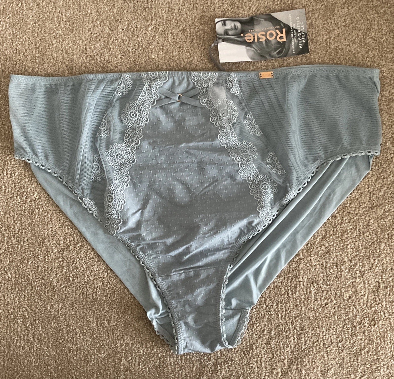 RRP £14 M&S Size 16 Rosie High Waisted High Leg Knickers Light Steel Blue Waist