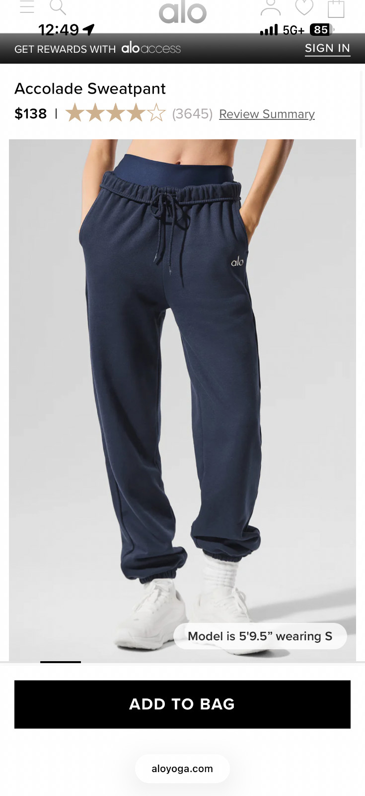 Alo Women’s Navy Accolade Sweatpants