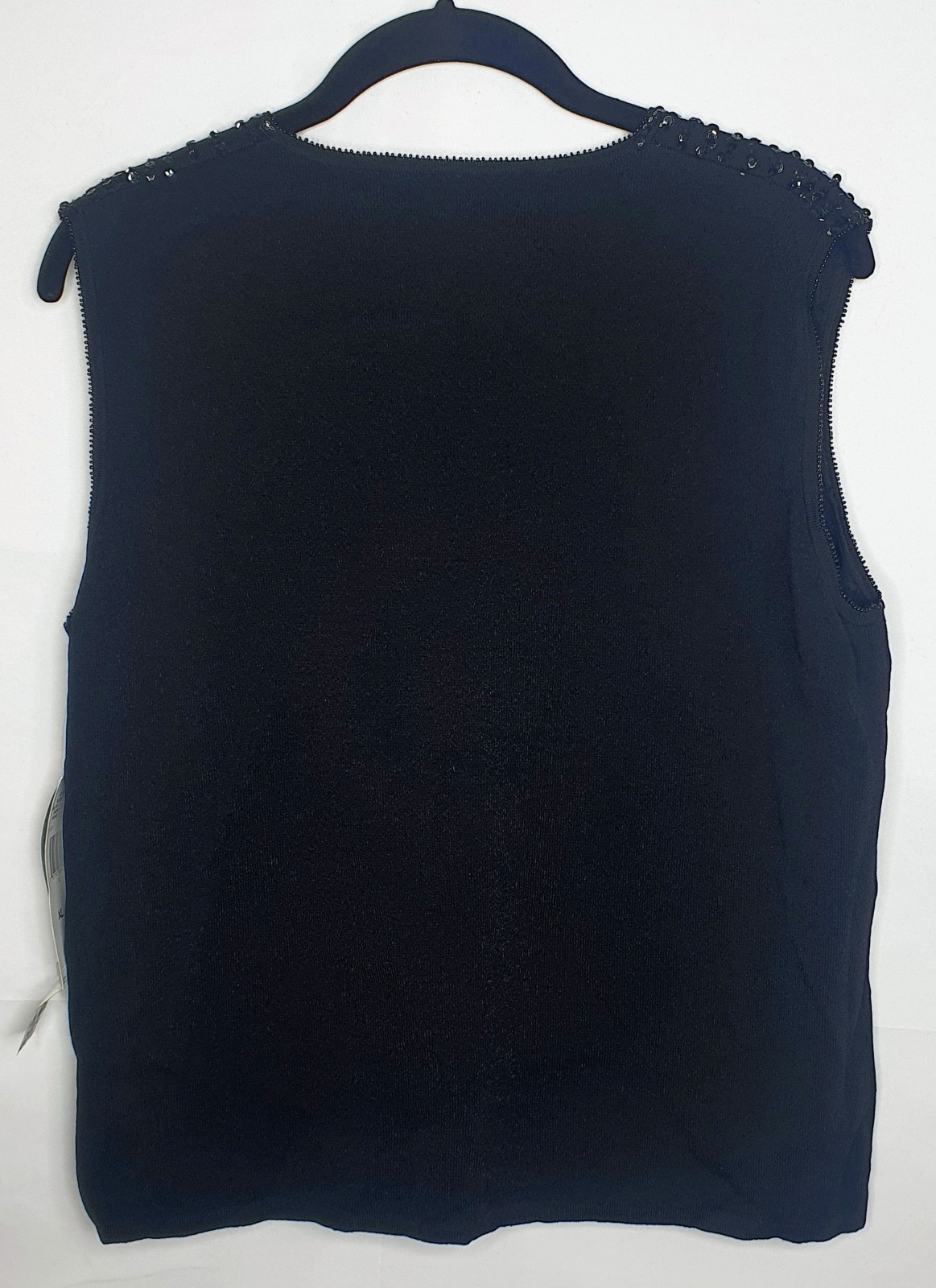 JNY Bling Top Women’s XL Black Blended Fabric Sequin Beaded Sleeveless V-Neck