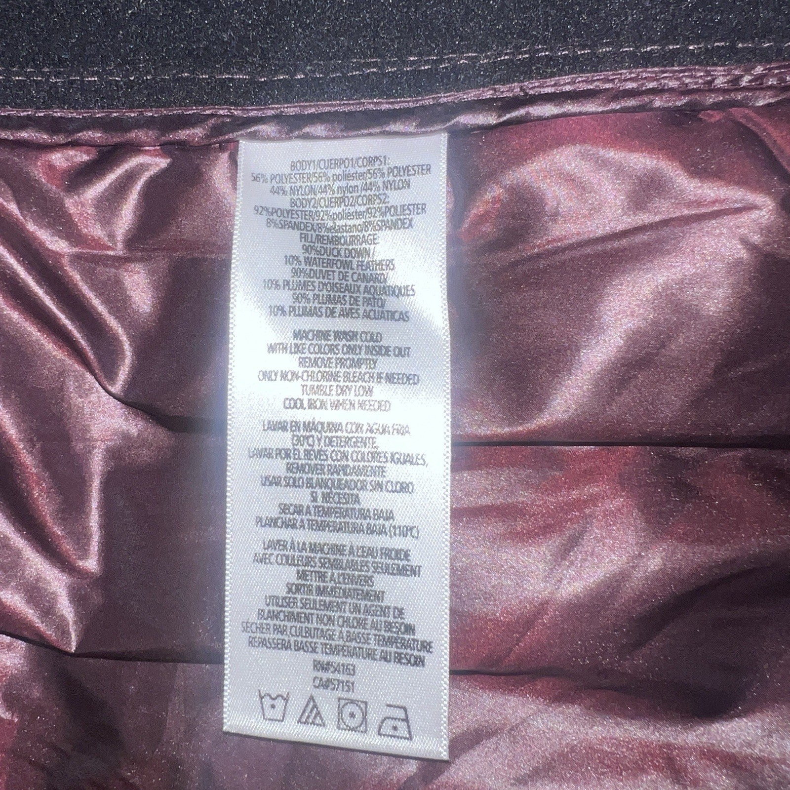 Calvin Klein Performance burgundy down zip Puffer Jacket w/Nylon Sleeves S