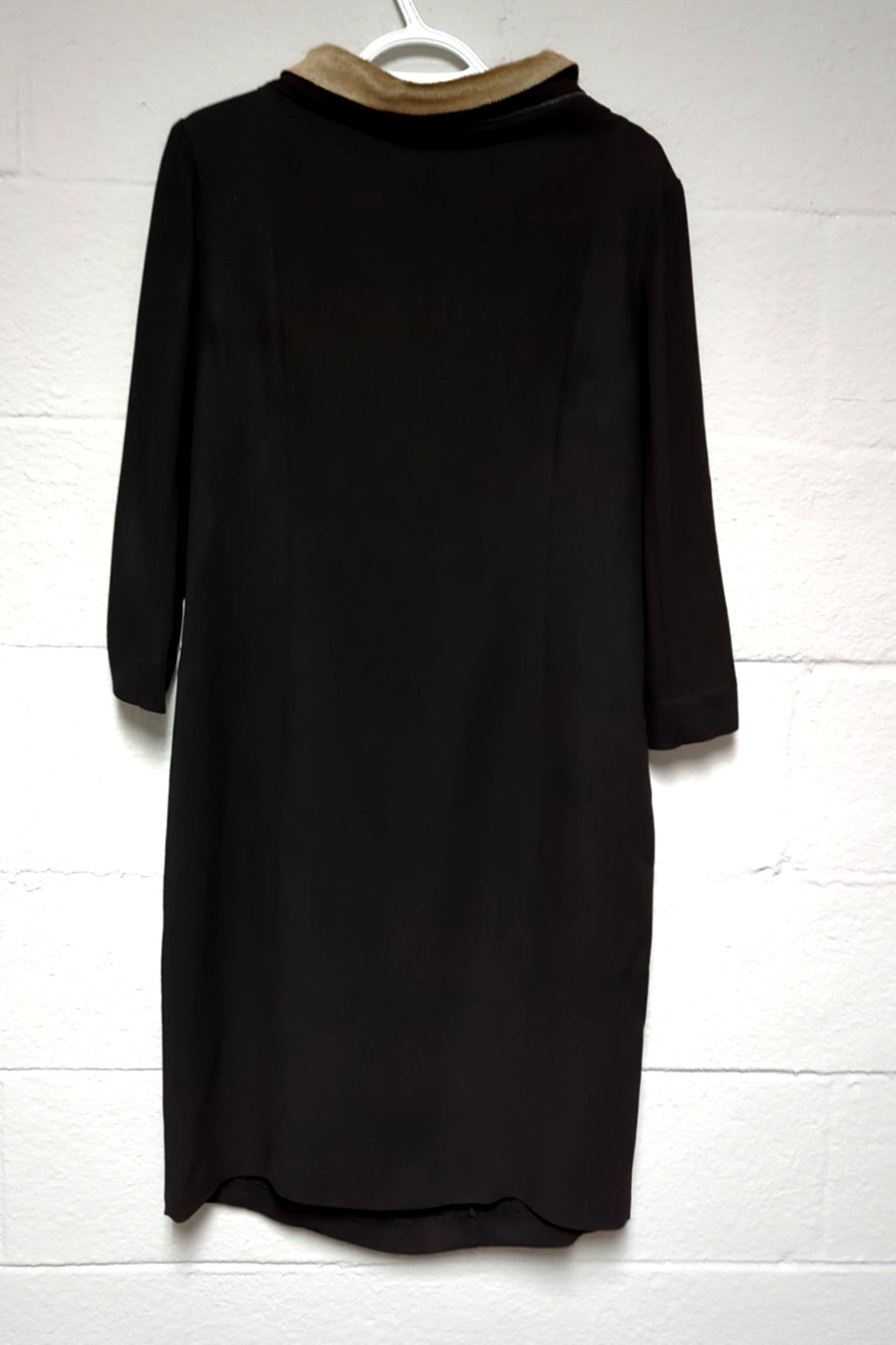 Annette Gortz Dress Size 38 Calf Hair Collar LBD Modern Minimalist Germany