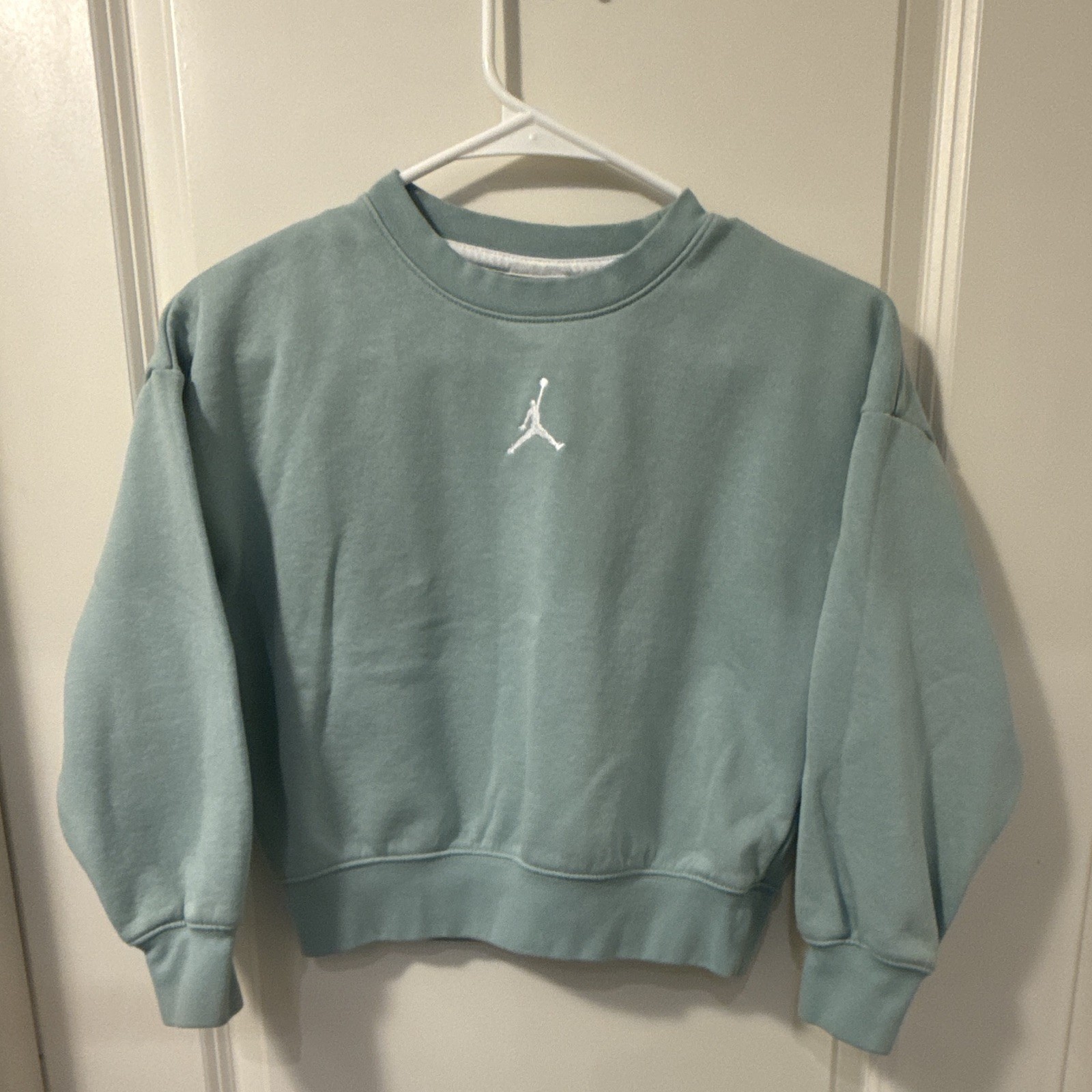Jordan Youth Green Fleece Crewneck Logo Pullover Sweatshirt Size S