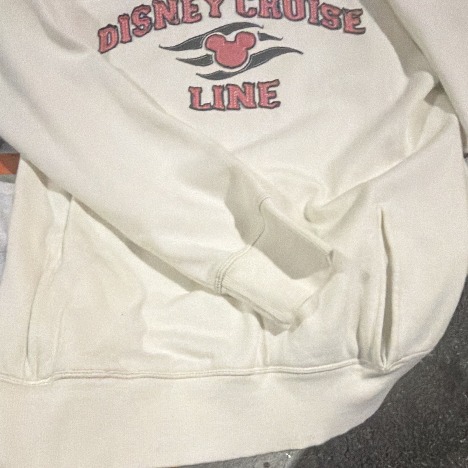 Disney Cruise Line Mickey Mouse Logo White Crewneck Fleece Sweatshirt S