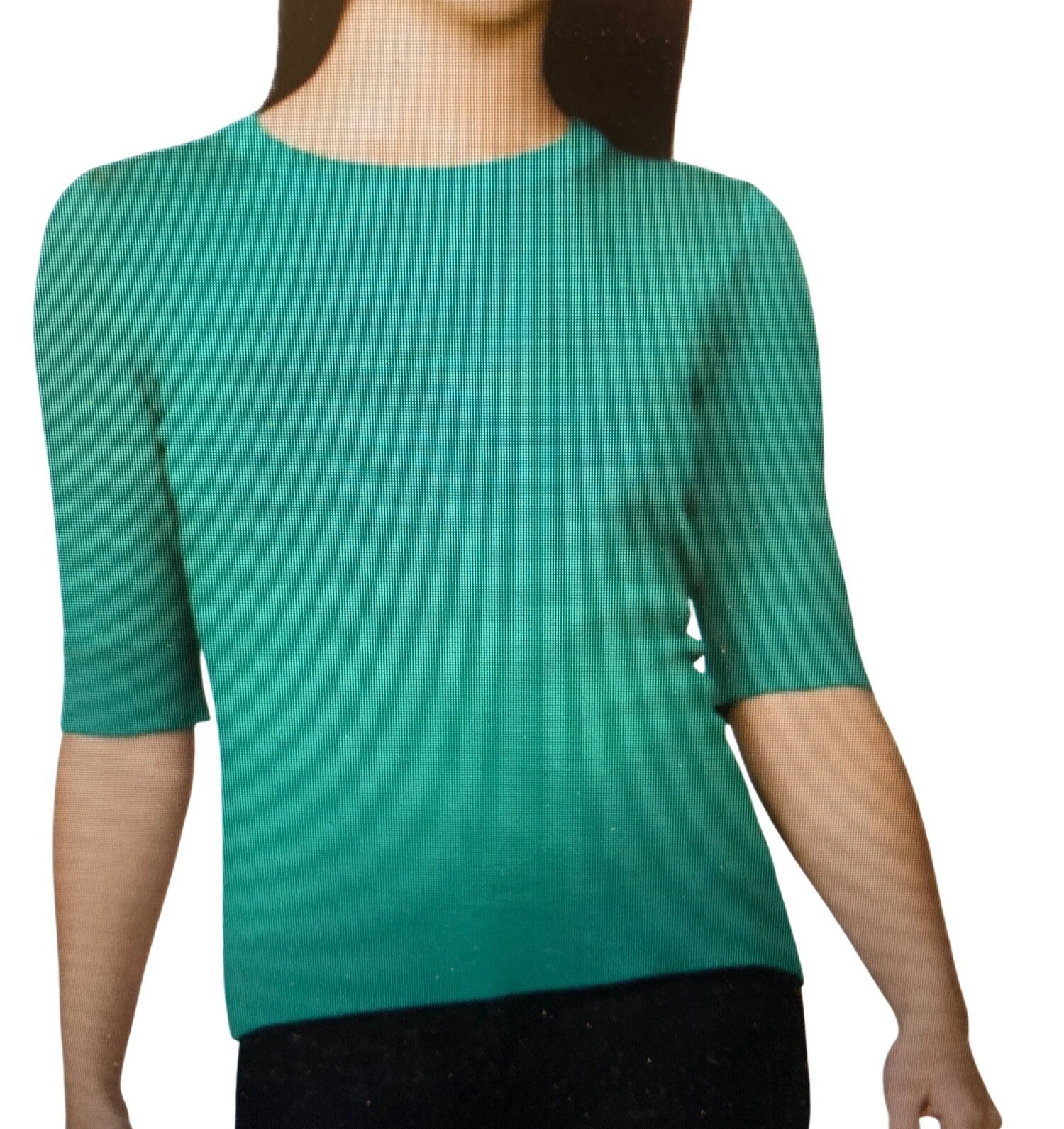 Melissa Paige Women’s Crew Elbow Sleeve Fine Gauge Sweater Pepper Green Large