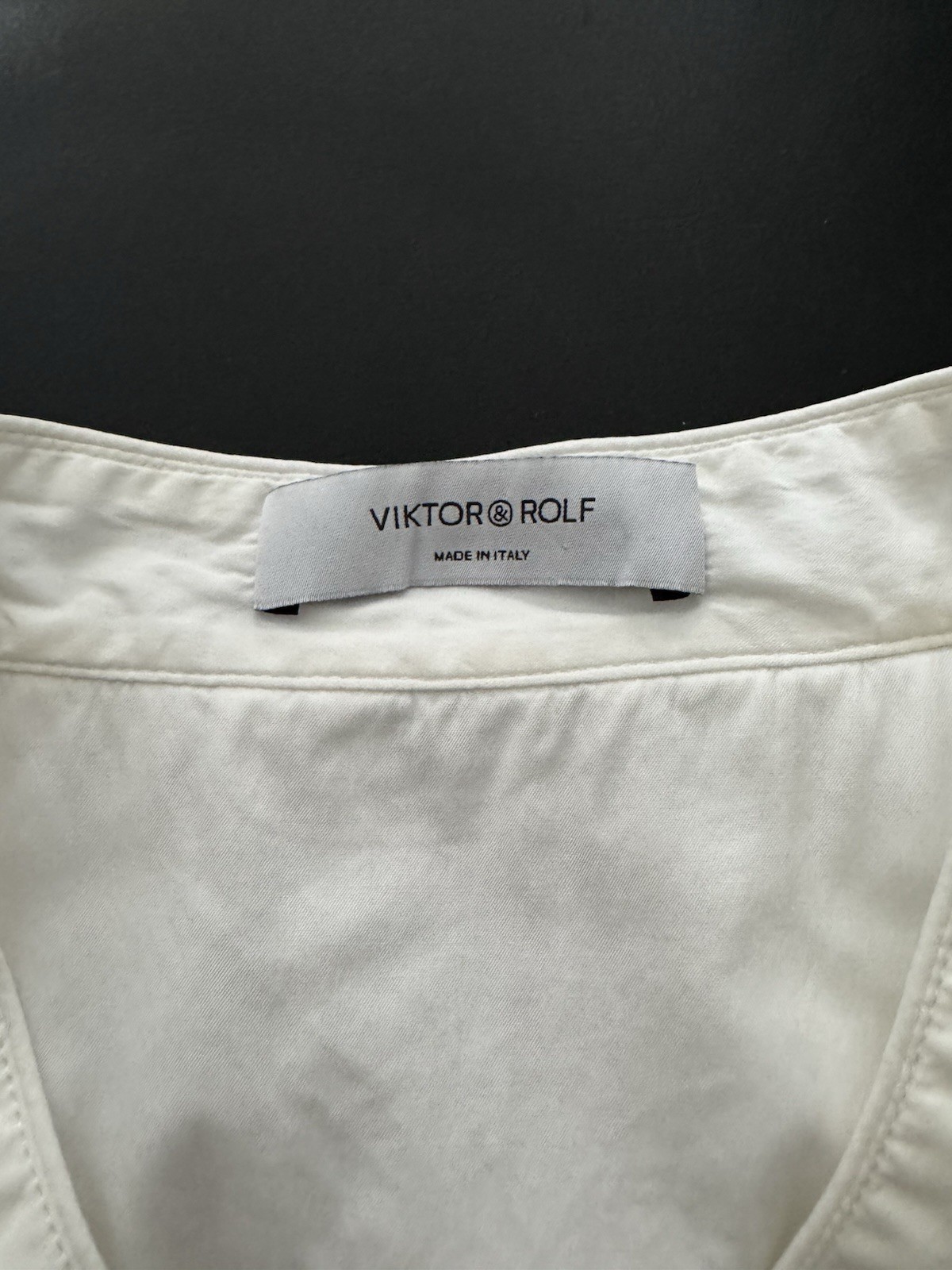 VIKTOR&ROLF White Ruffle V-Neck Button Short Sleeve Blouse Women 42