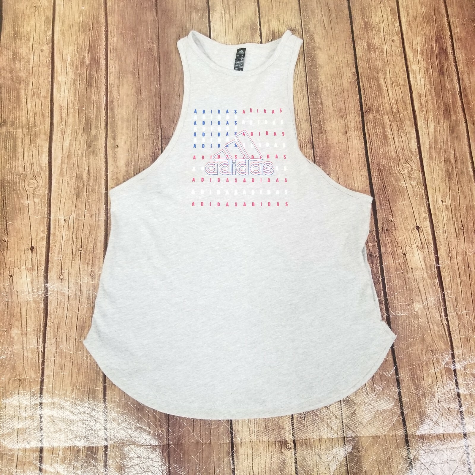 Adidas Tank Americana Flag Womens XS Extra Small Gray Racerback Solid