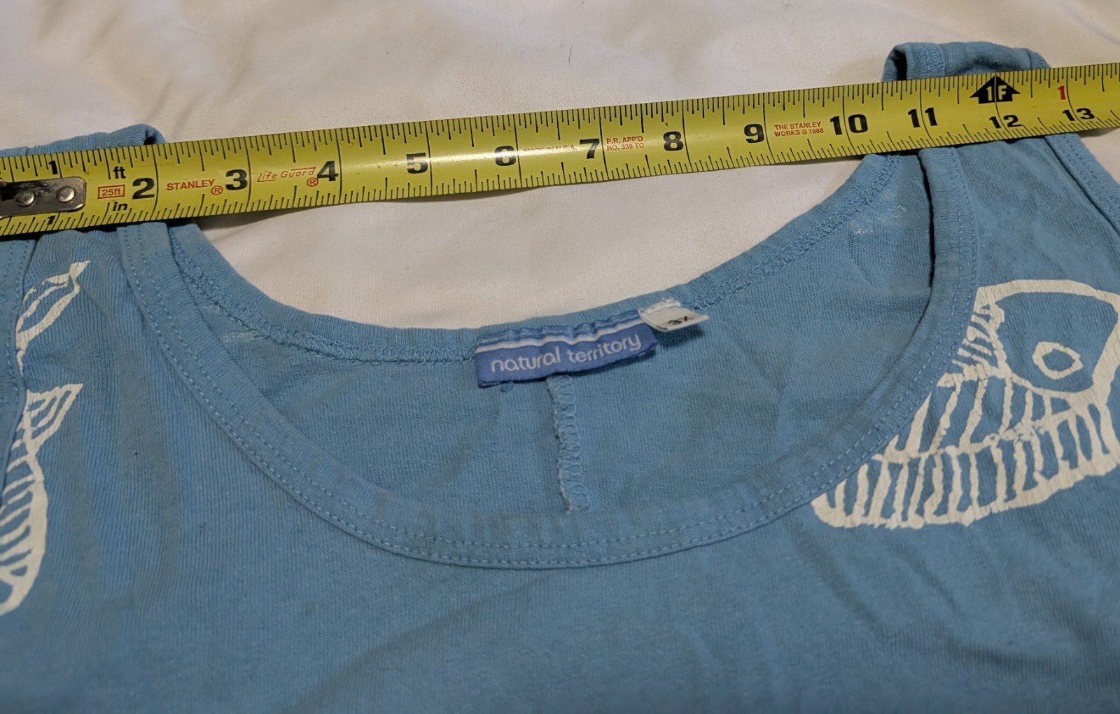 Natural Territory VTG Cotton Blue A line Tunic Sz 3X Beach Abstract Marine Life