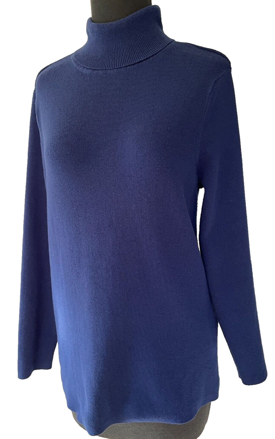 Chico’s Coolmax Tech Sweater Women’s 2 L Large blue Turtleneck Pullover Knit