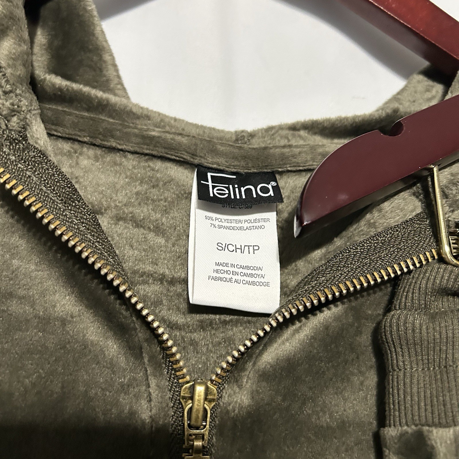Felina Womens Velour Hoddie Jogger Set Sz Sm Olive Green New