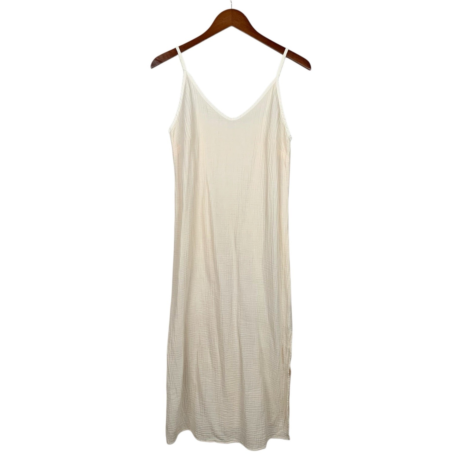 Self Contrast Camila Slip Dress Cream Gauze Midi Sleeveless Women’s S