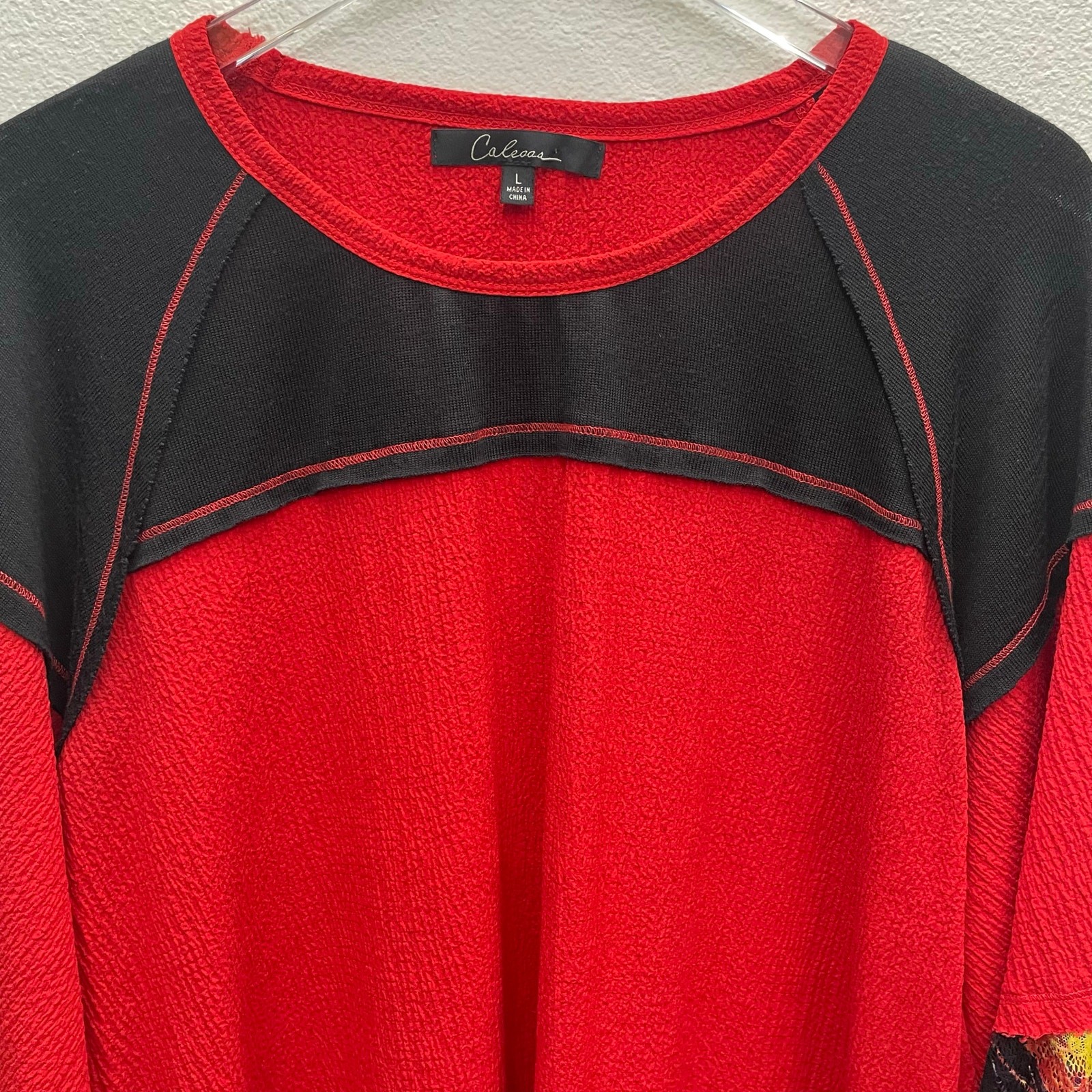 Calessa Red Blended Fabric Tunic Top Size Large