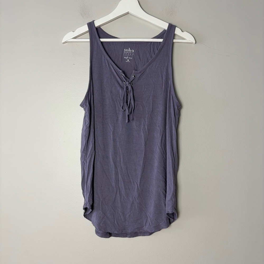 Soho New York & Company Jeans Purple Lace Up Soft Tank Medium