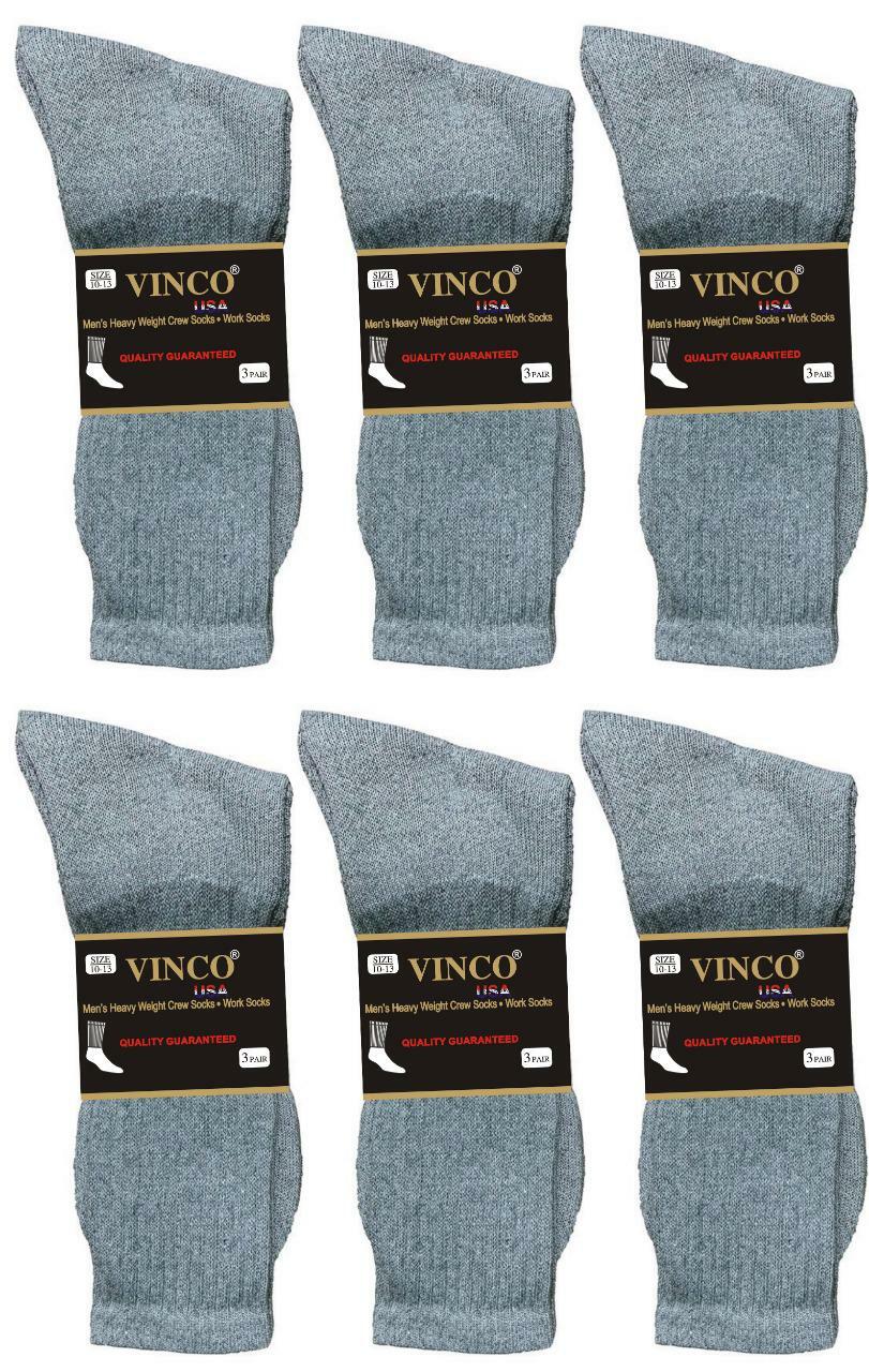 Lot 12 Pairs Mens Grey Cotton Crew Socks Sports Athletic Work Size 9-11 10-13