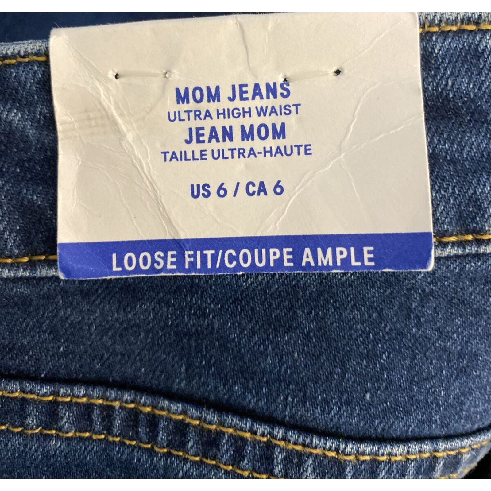 & Denim Sz 6 Mom Ultra High Rise Button Fly Blue Jeans NWT J35