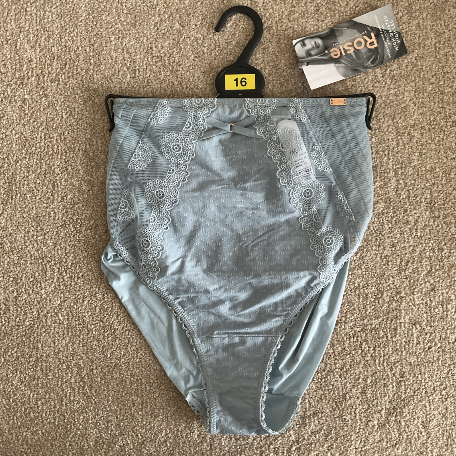 RRP £14 M&S Size 16 Rosie High Waisted High Leg Knickers Light Steel Blue Waist