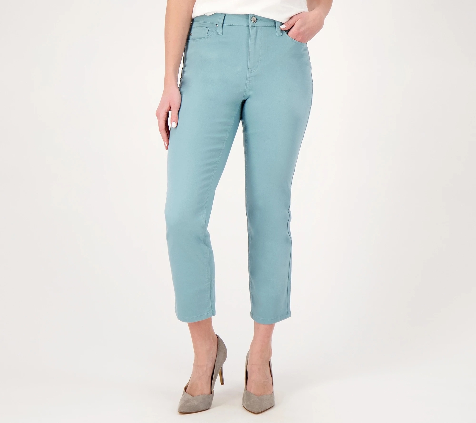 Laurie Felt Regular Wave Denim 5 Pocket Jeans Dusty Blue 6 New