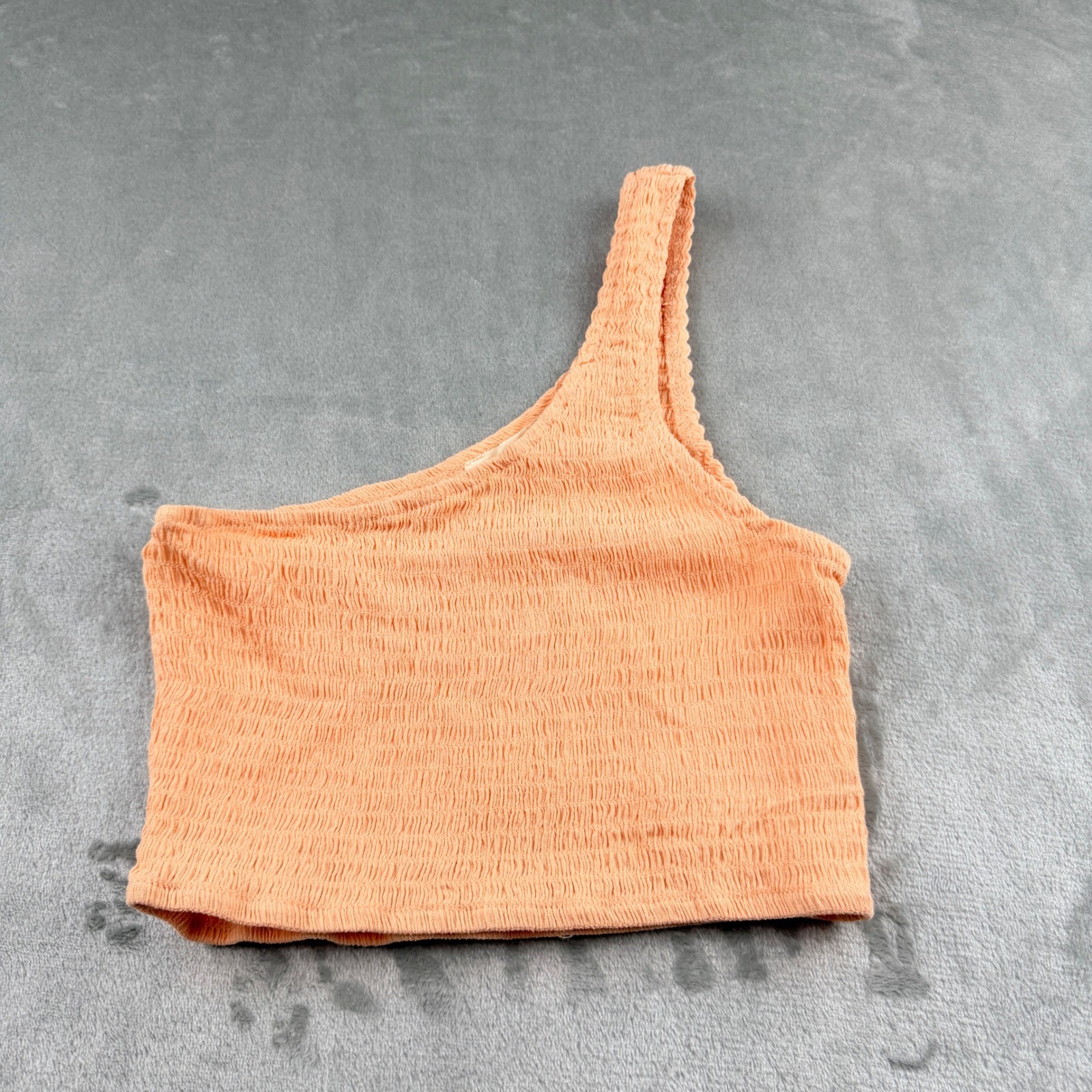 LA Hearts Women’s XS Peach Smocked One Shoulder Crop Top Rayon Summer Tank