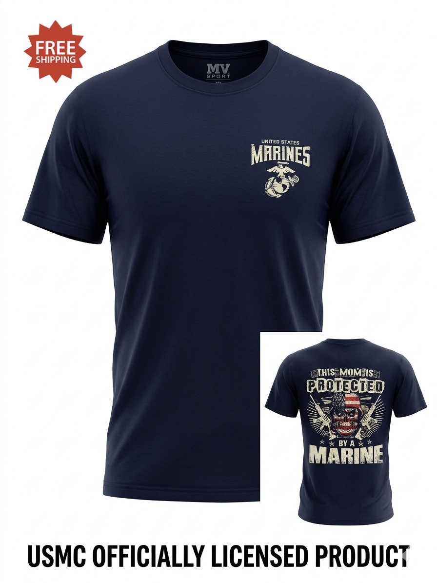 UNITED STATES MARINES USMC “THIS MOM IS PROTECTED BY A MARINE” T-Shirt – Sz L
