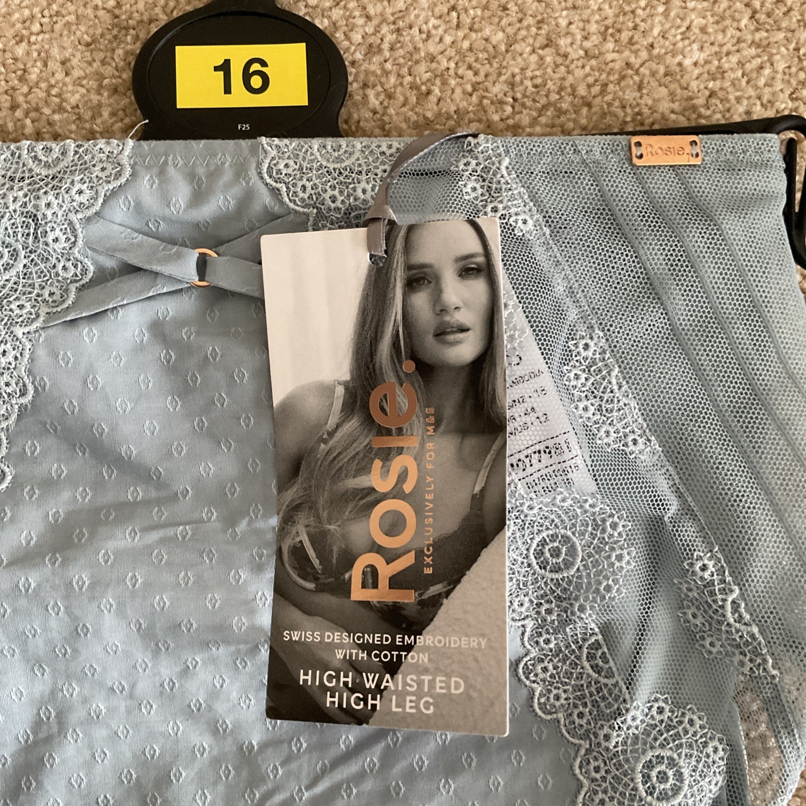 RRP £14 M&S Size 16 Rosie High Waisted High Leg Knickers Light Steel Blue Waist