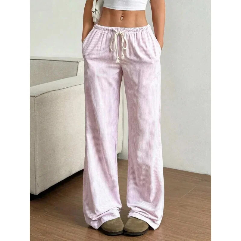 Stripe Straight Leg Loose Wide Leg Pants Women’s Casual Fashionable Trouser