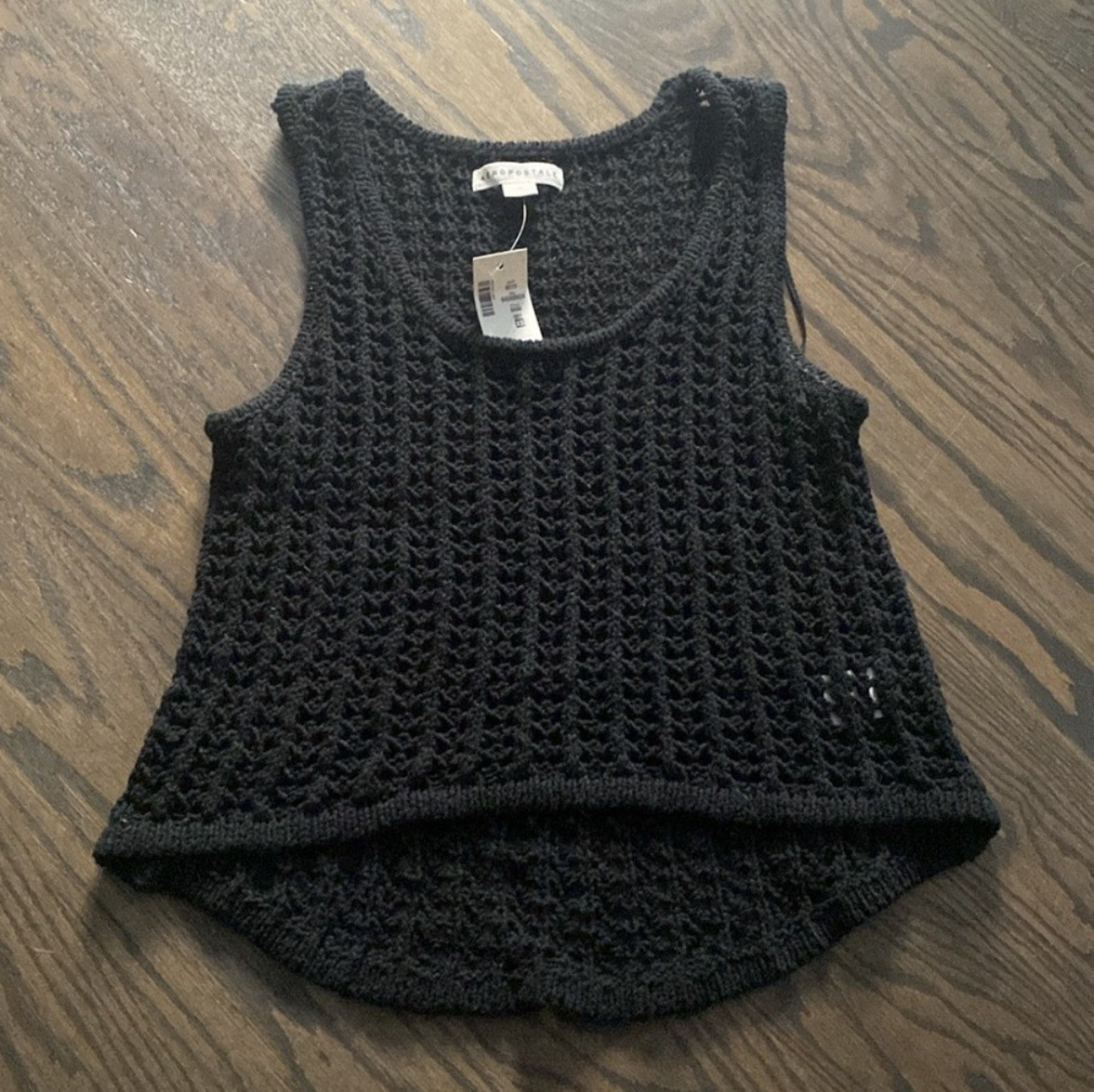 Aéropostale Women’s Black Open-Knit Tank Top Sweater XS