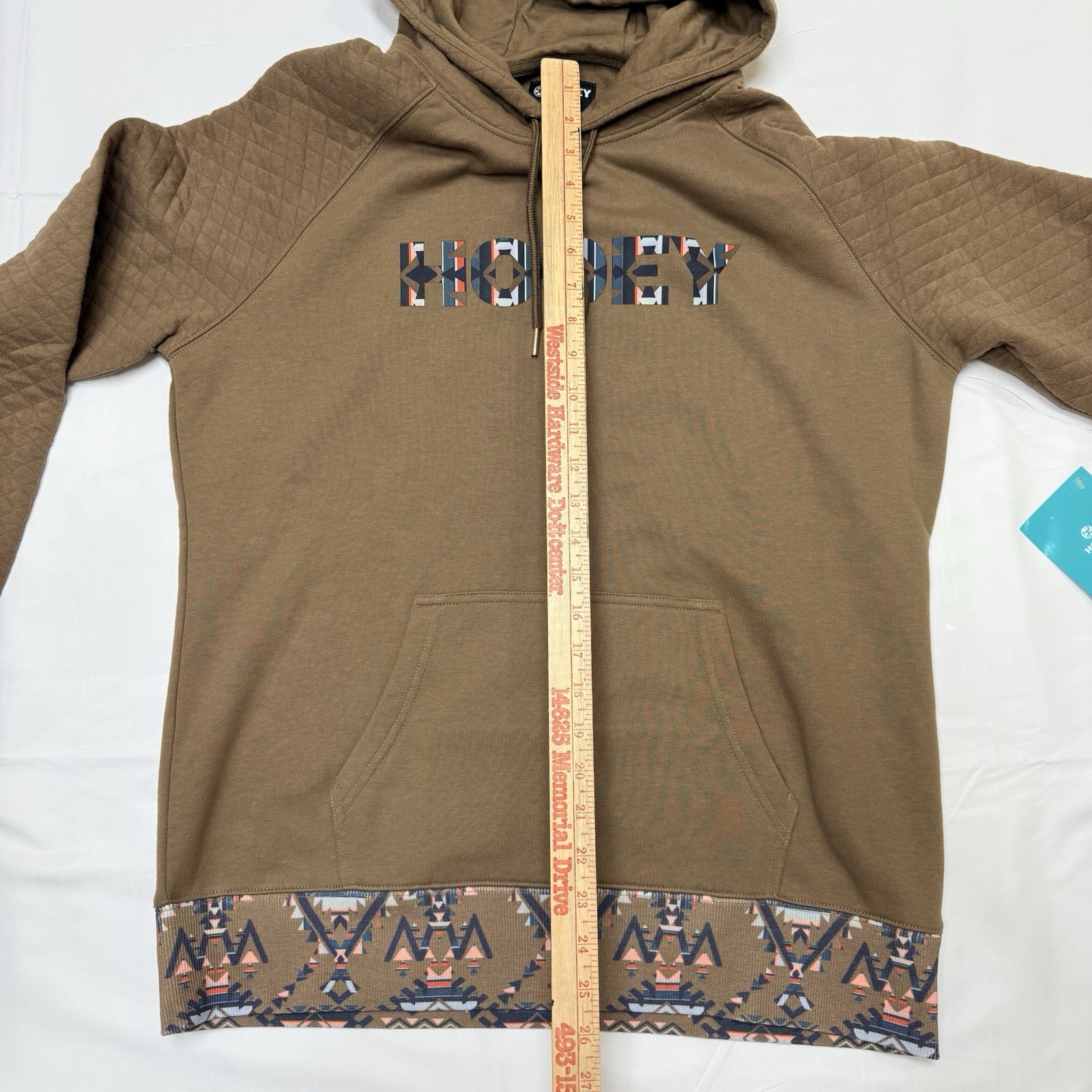 Hooey Ladies Medium “The Trophy” Aztec Brown Quilted Pullover Hoodie Cotton/Poly