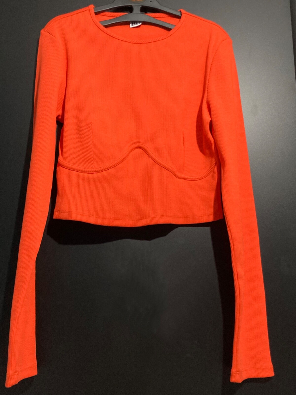 George G21 women’s orange long sleeve top 99% cotton 1 % elastane
