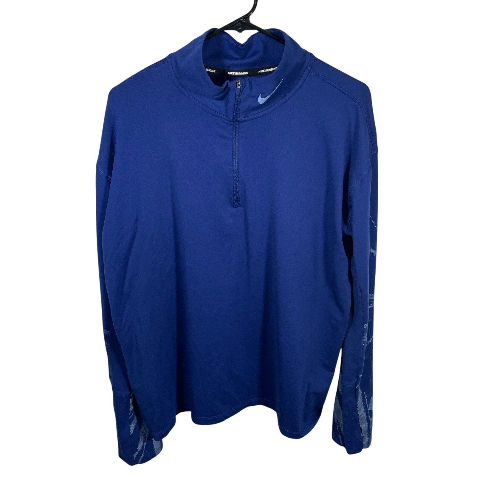 Nike Element Dri-Fit 1/2 Zip Running Top Womens Large Blue Pullover Thumb Holes