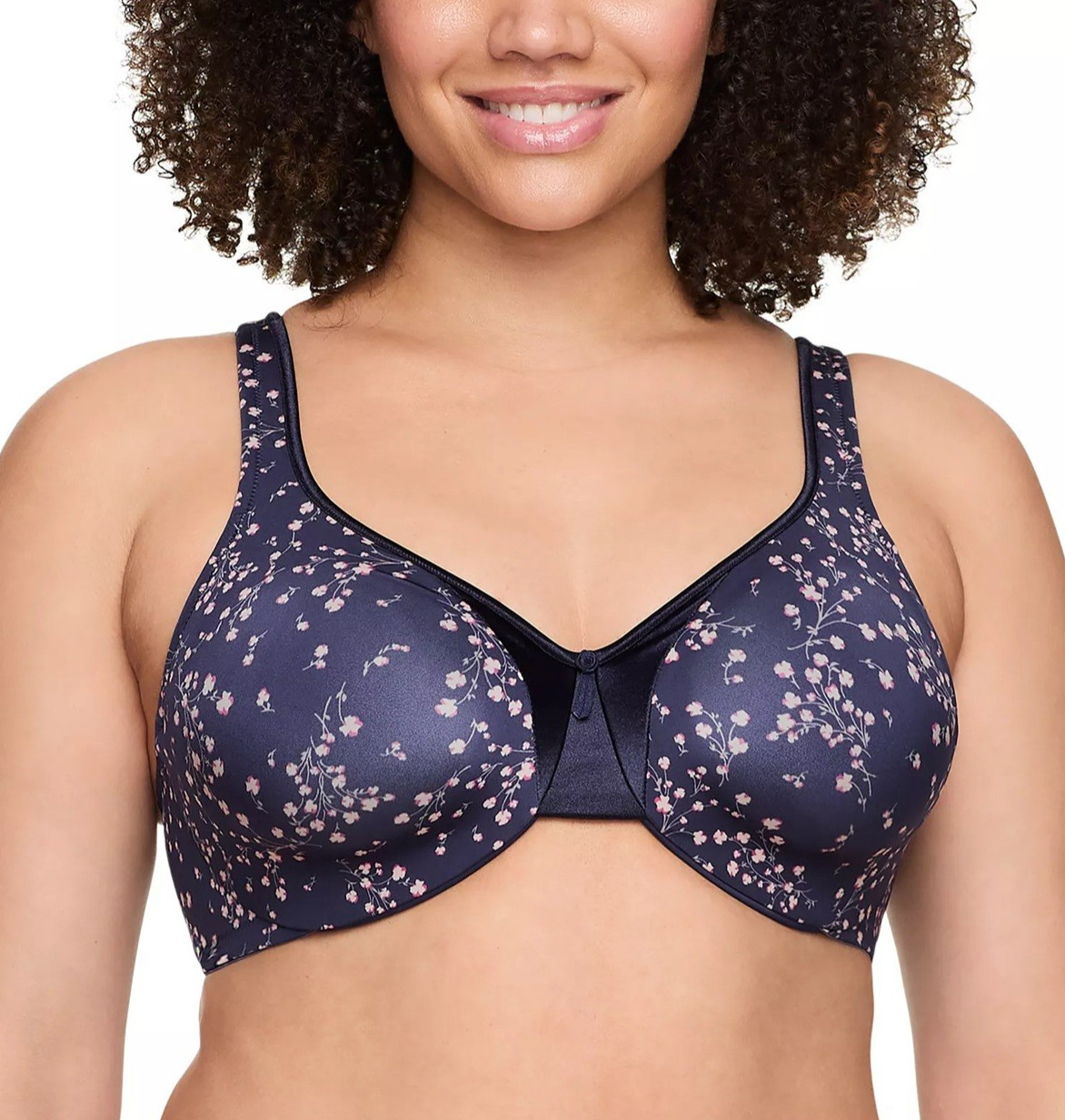 Warner’s Signature Support Cushioned Underwire Bra 35002A Blue Floral 44D NWT