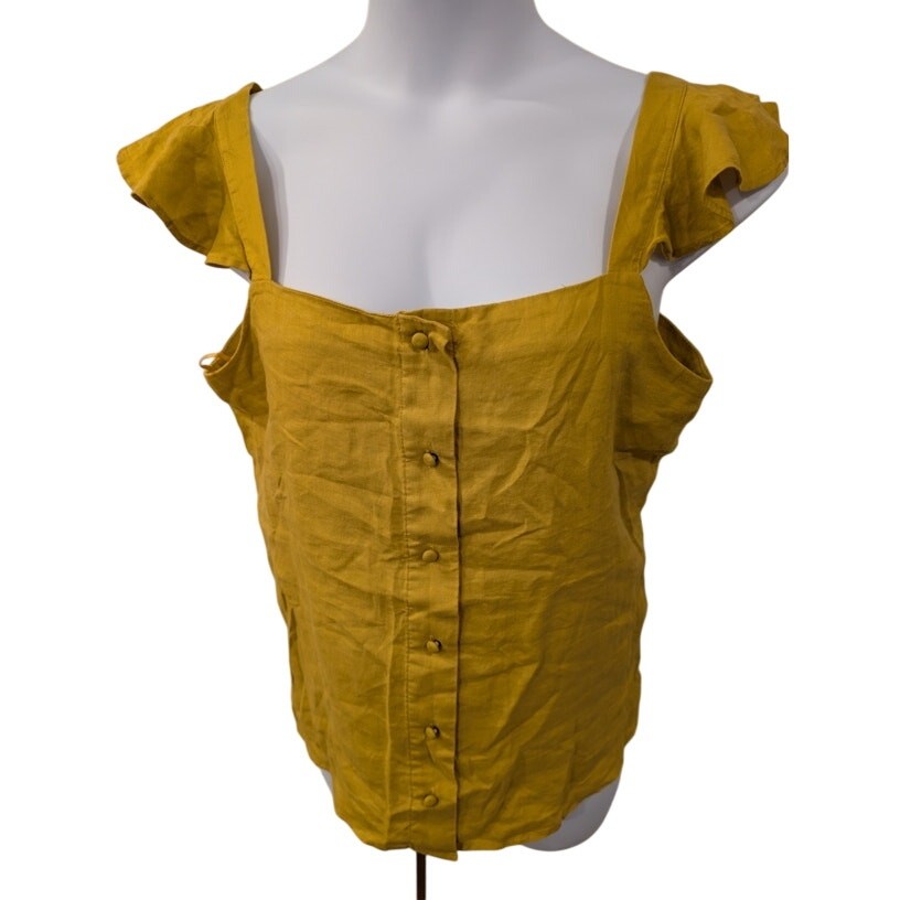 1230-M & S Collection Size 16 – Flutter Sleeve Tank -Mustard