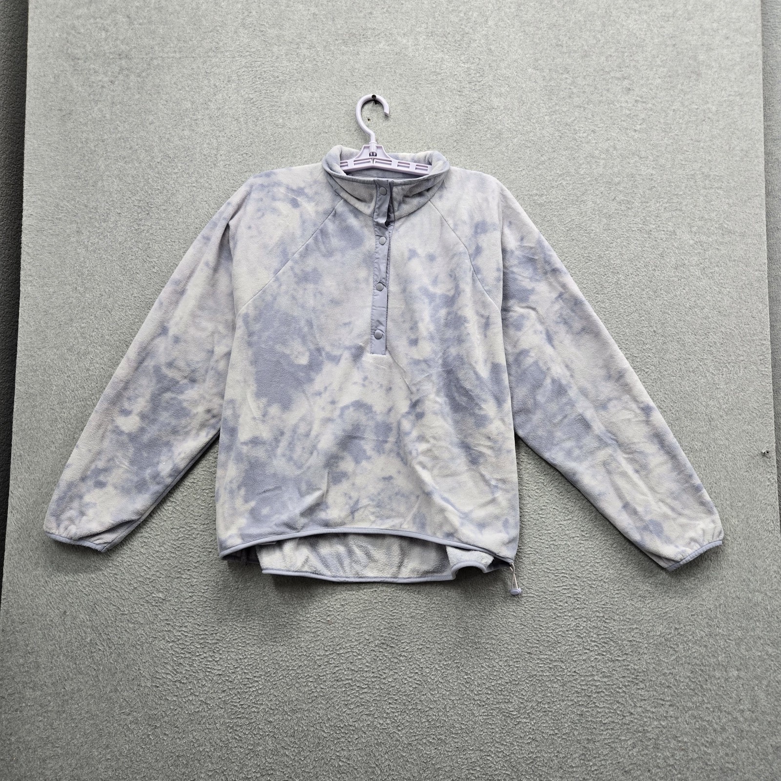 Hollister Women Sweatshirt L Purple Tie Dye Fleece Activewear Snap Button Logo