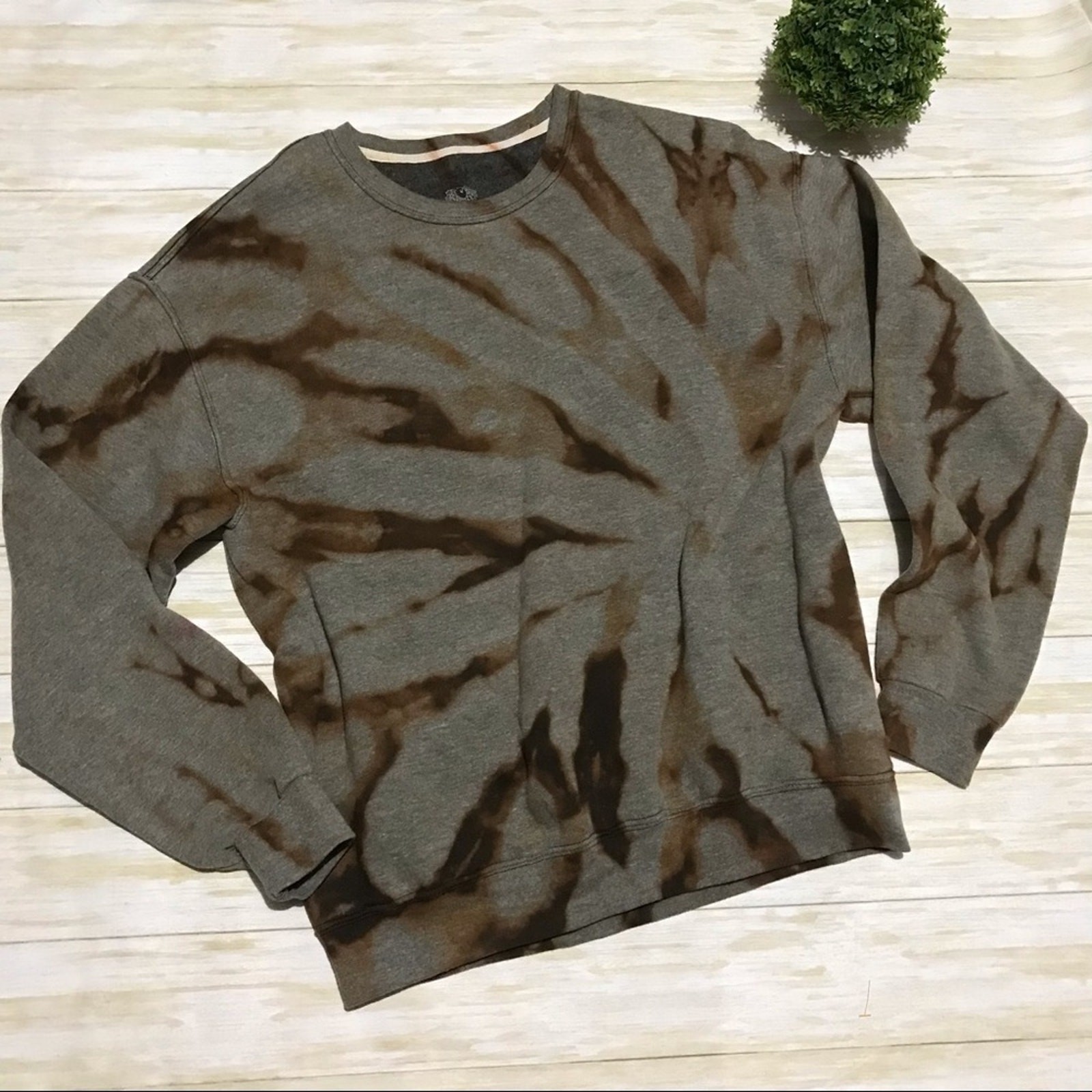 Tie Dye Rust Orange Brown GrayStreetwear Urban Grunge Sweatshirt Size Large