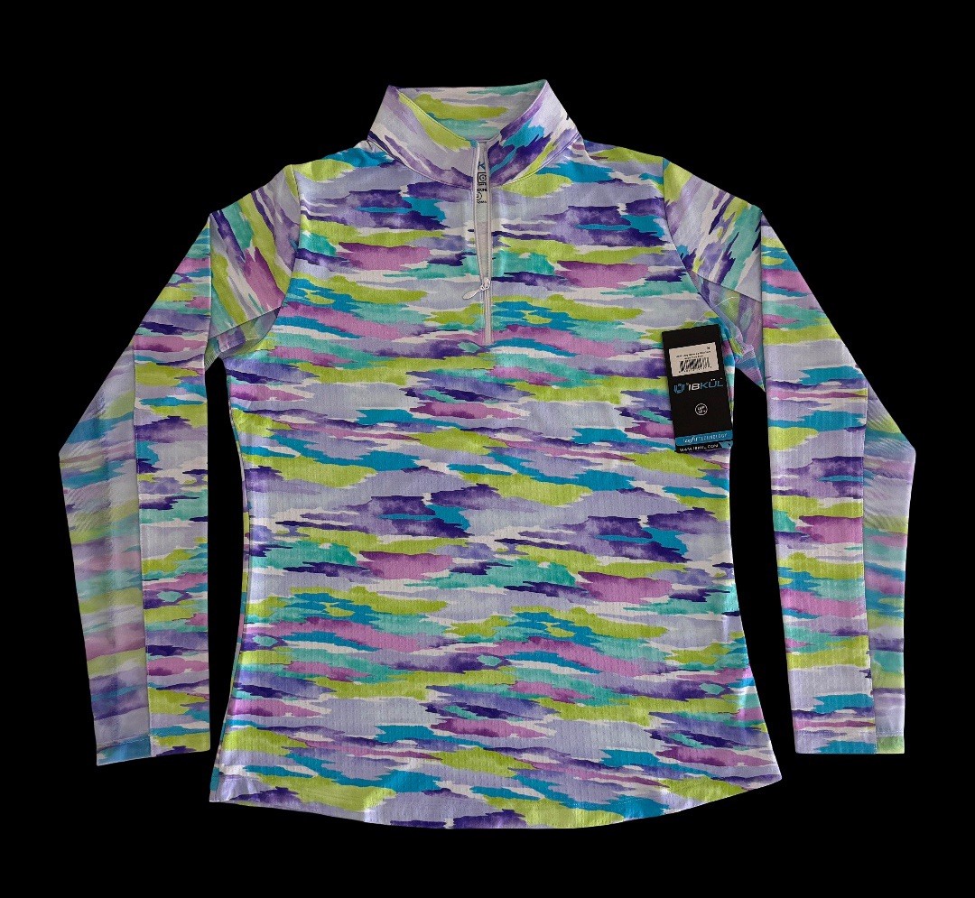 NWT IBKUL Golf Tennis Pullover Top XS S XXL Activewear Long sleeve Mesh Purpe E5