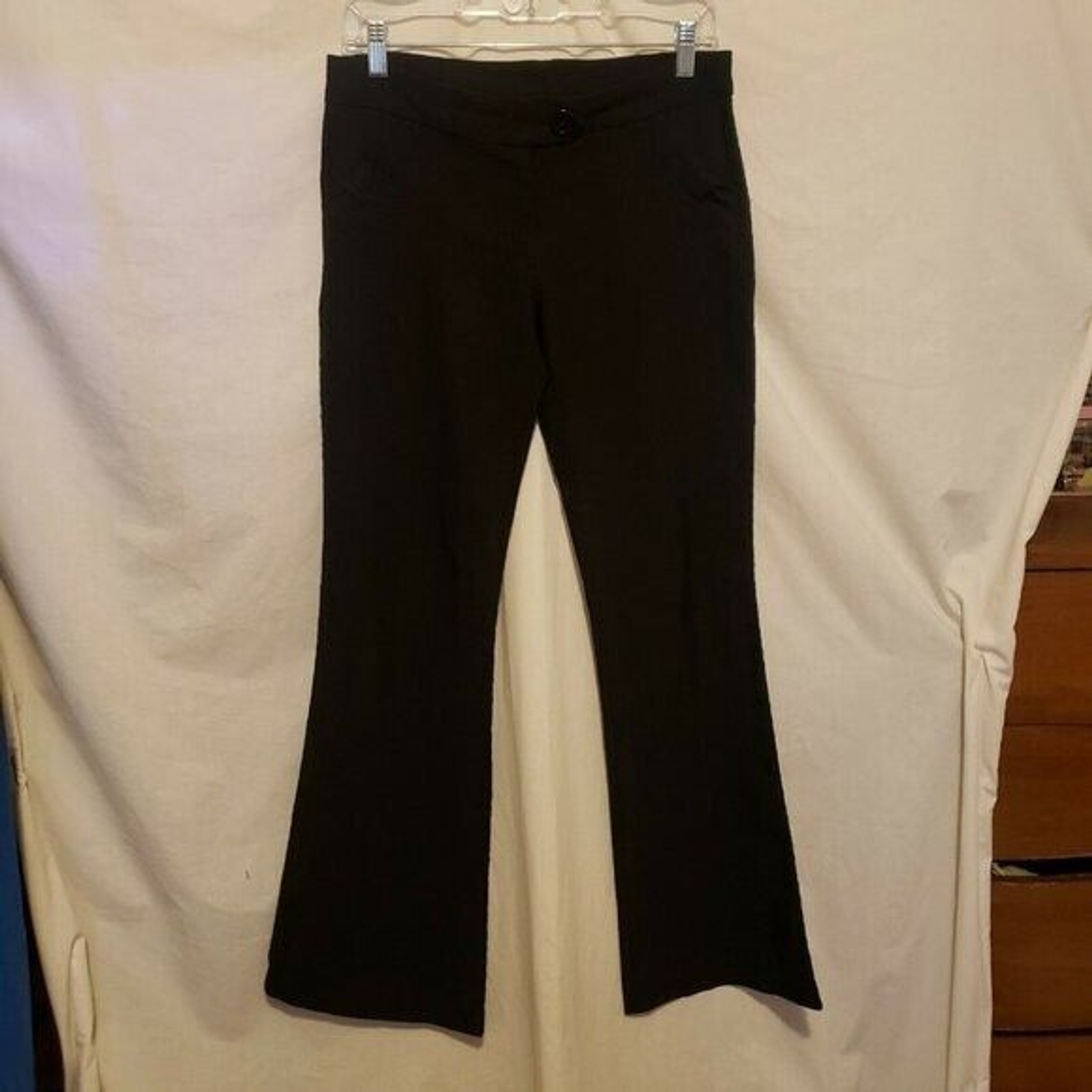 K. Mode Womens Size S Black Solid Flared Dress Pants