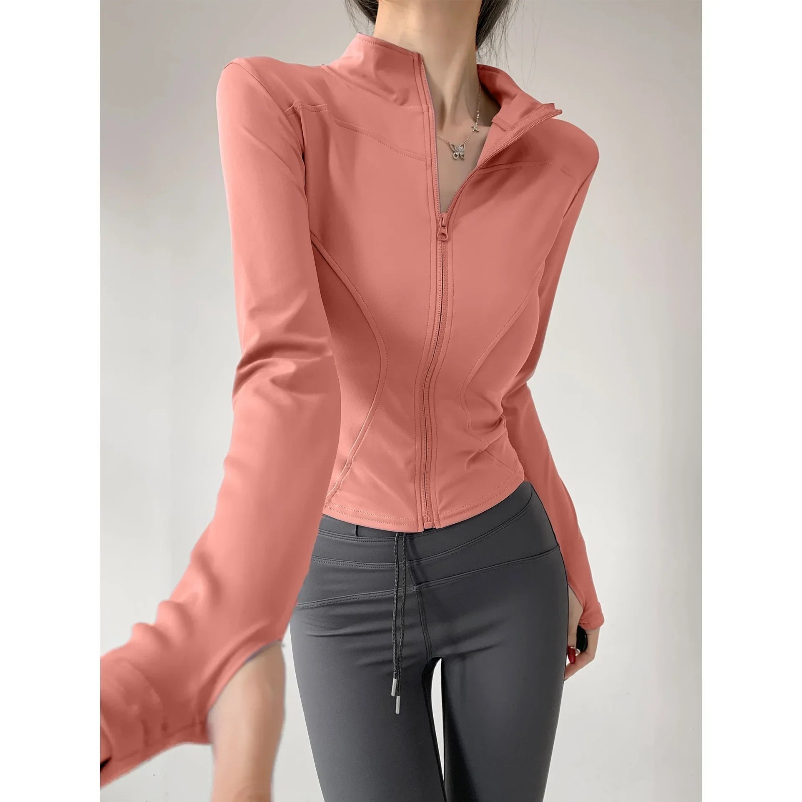 Women’s Quick-Dry Yoga Jacket Long Sleeve Zipper Sports Coat