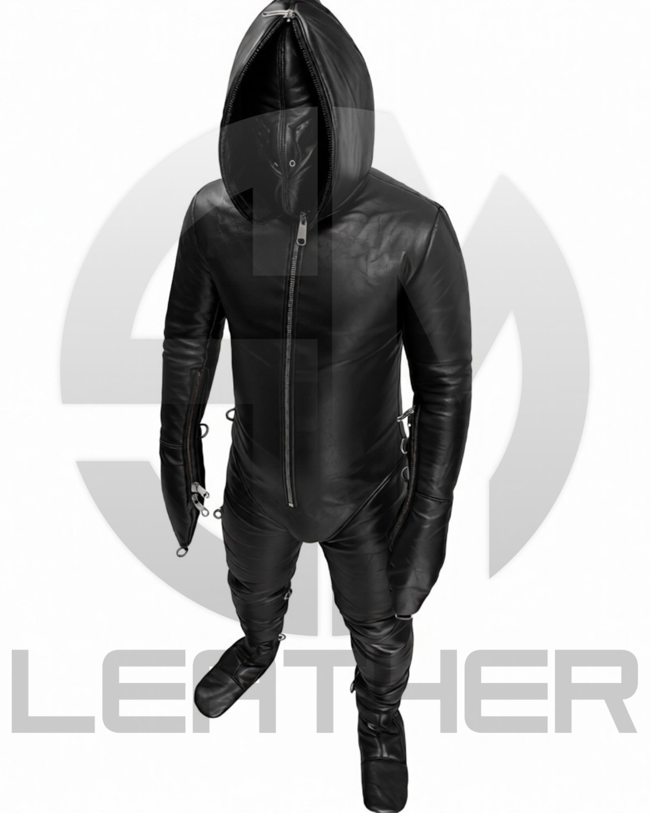 Padded Cow Leather Catsuit Bondage Suit Full Body Restraint Suit Custom Made