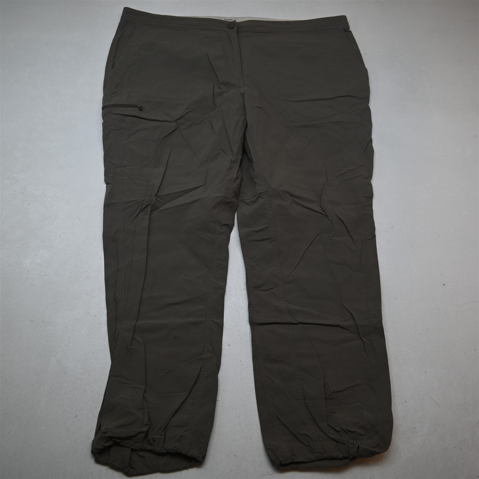 LL Bean 22W Taupe Brown Gray Zip Pocket Outdoor Cargo Womens Pants