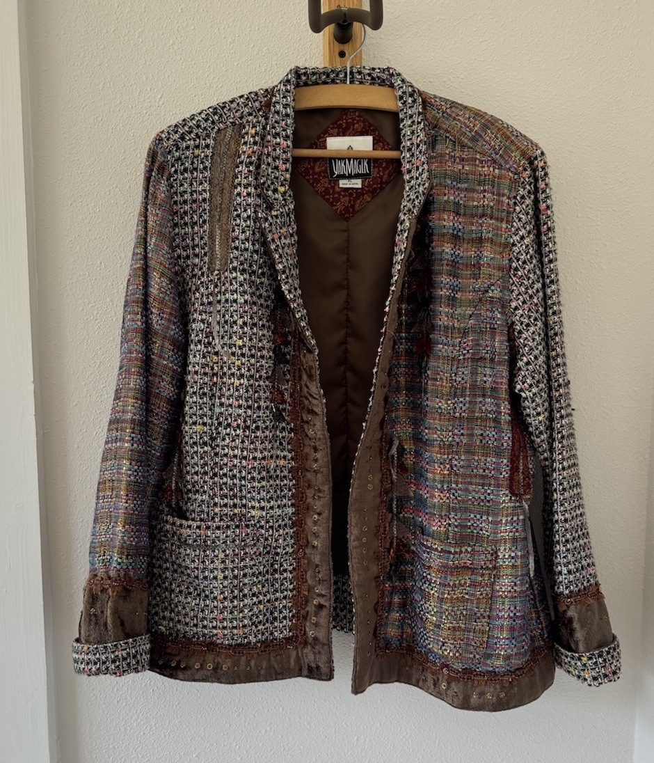 Vintage Yak Magik Fringe Tweed Jacket Women’s XL Open Fit Bohemian