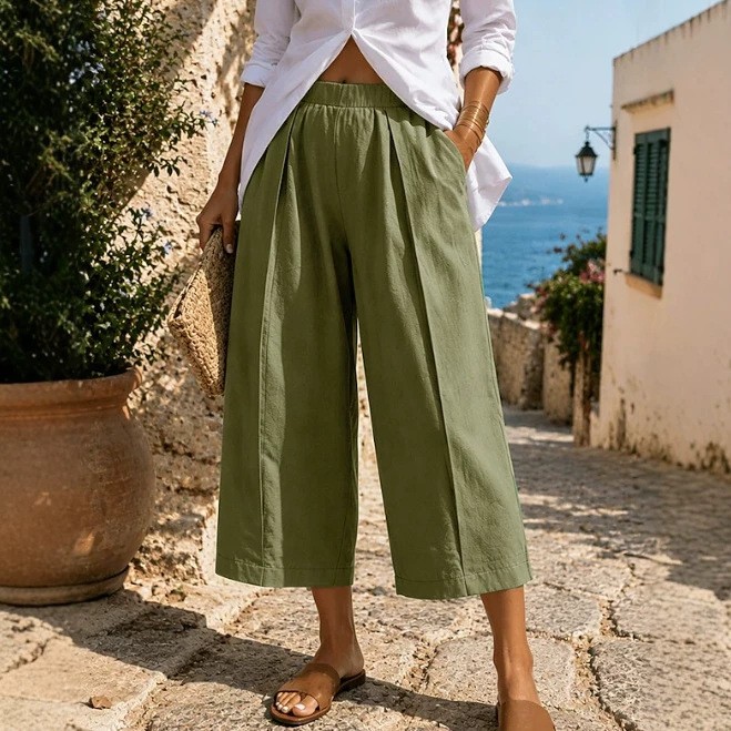 Solid-color Fashionable Loose-fitting Casual Wide-leg Pants