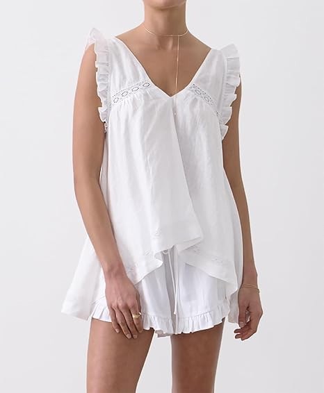 Summer fashion sleeveless hollow out backless pleated V-neck shorts women’s set