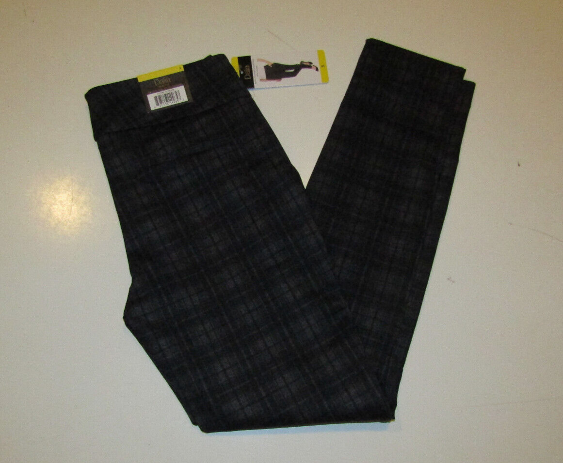 DALIA Womens Pants Black Plaid Narrow Leg Pullon Stretch Dress Pants NWT XL