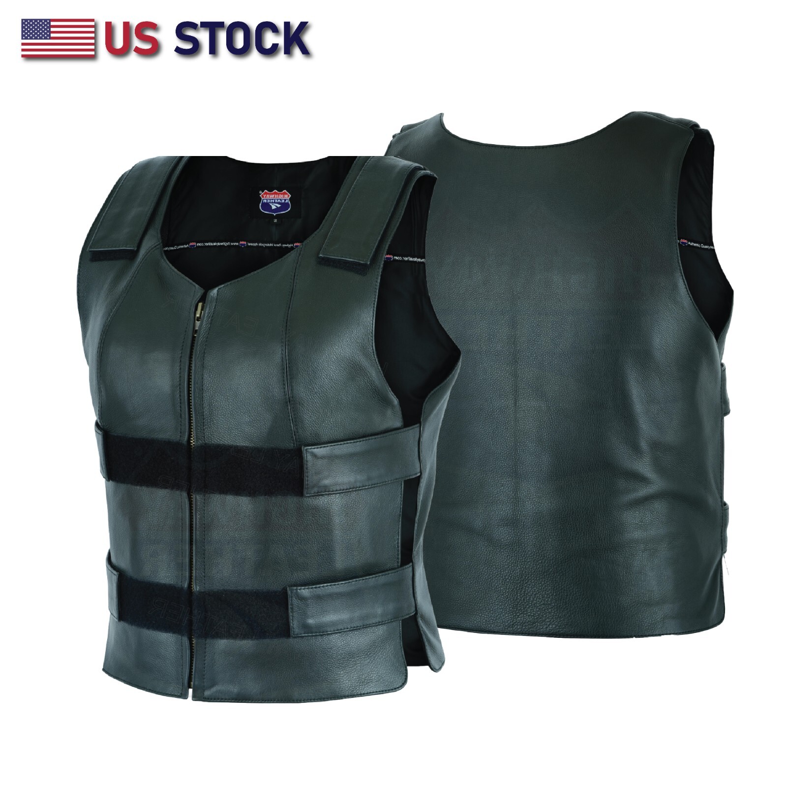 Women Bullet Proof style Leather Motorcycle Vest bikers Club Tactical Vest Ammo