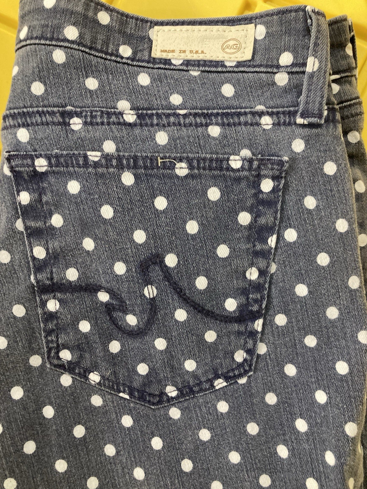AG Adriano Goldschmied Women’s 30R Grey Polka Dot Stevie Ankle Denim Jeans USA