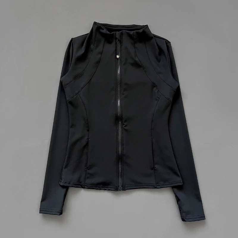 Quick Dry Stand Up Collar Fitness Jacket Women Slim-Fit Zipper Yoga Long Sleeve