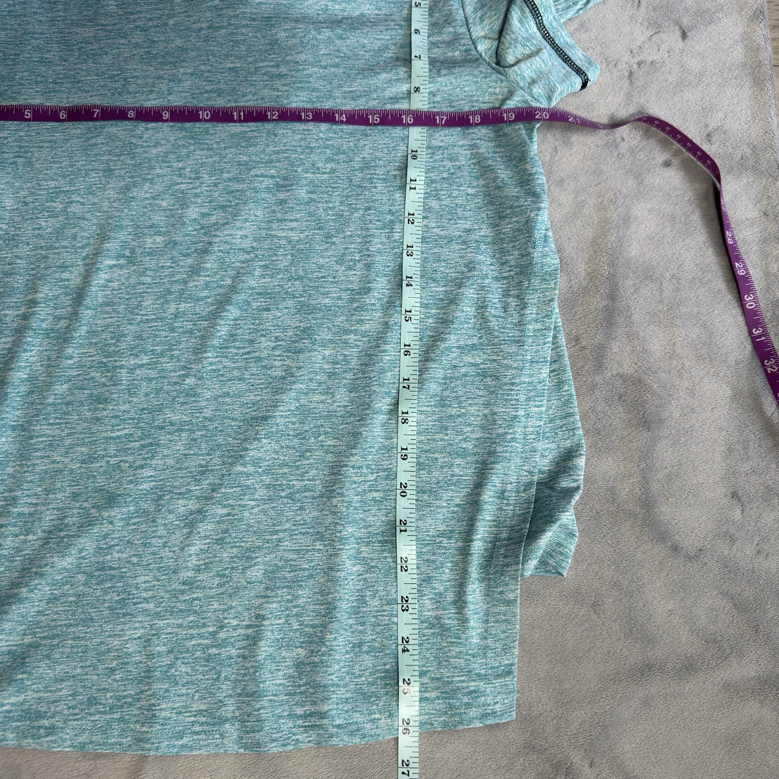 Vldnery Women’s Aqua Heather Short Sleeve Collared V-Neck Polo Top Size L