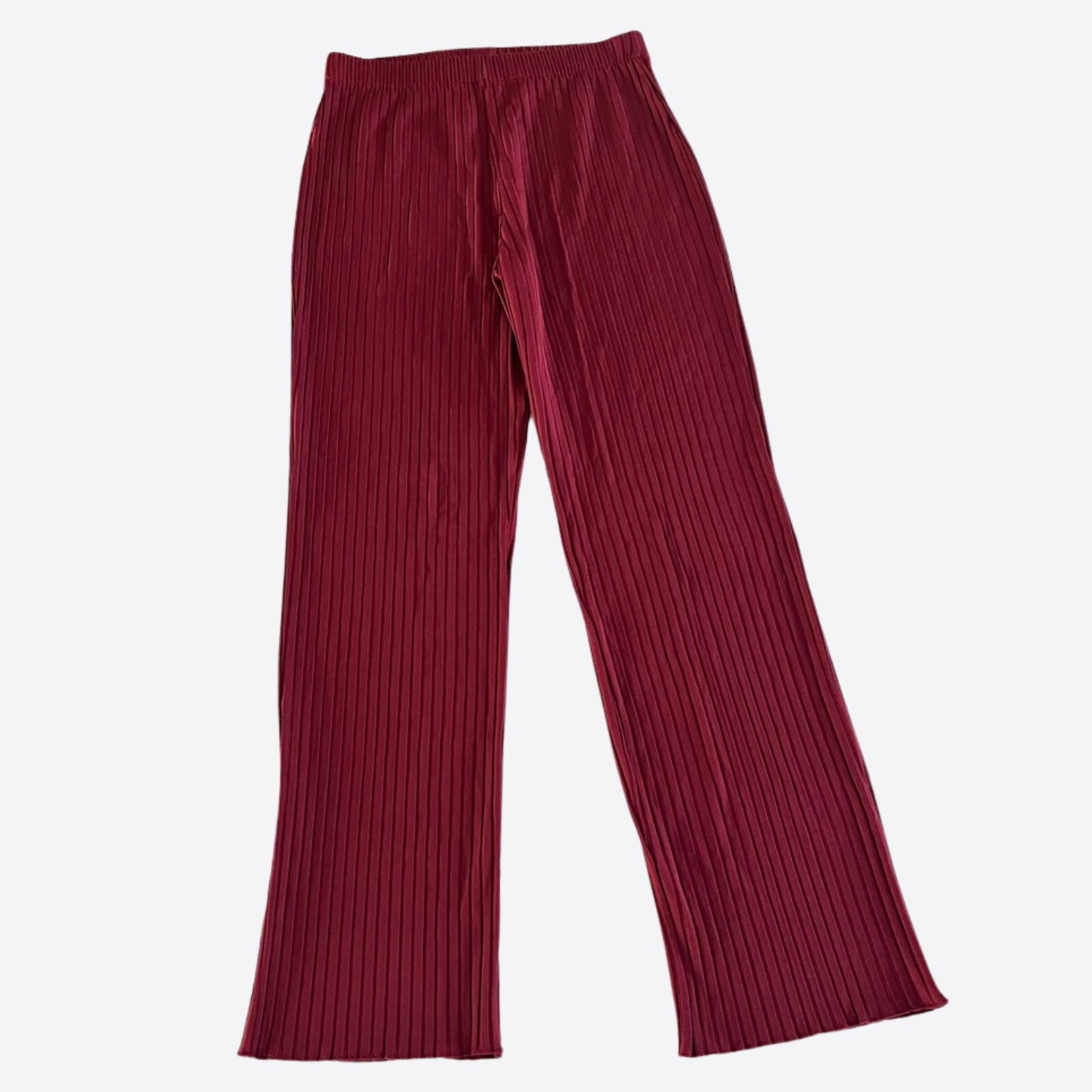 L’Academie Revolve The Ruby Pant Women Red Wine Burgundy Ribbed Pants Stretchy