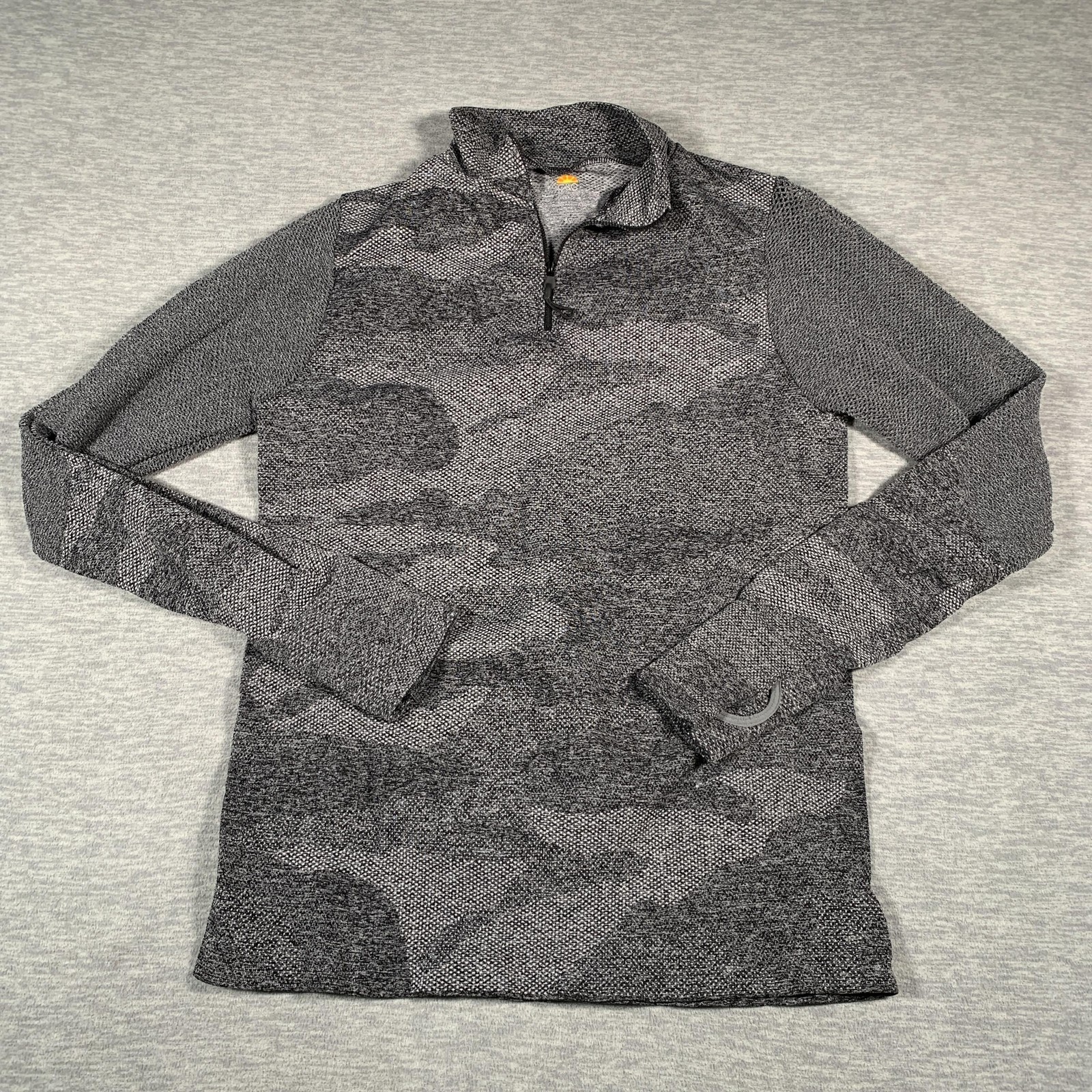 C&C California Pullover Womens Large Gray Quarter Zip Camo Athletic Top Running