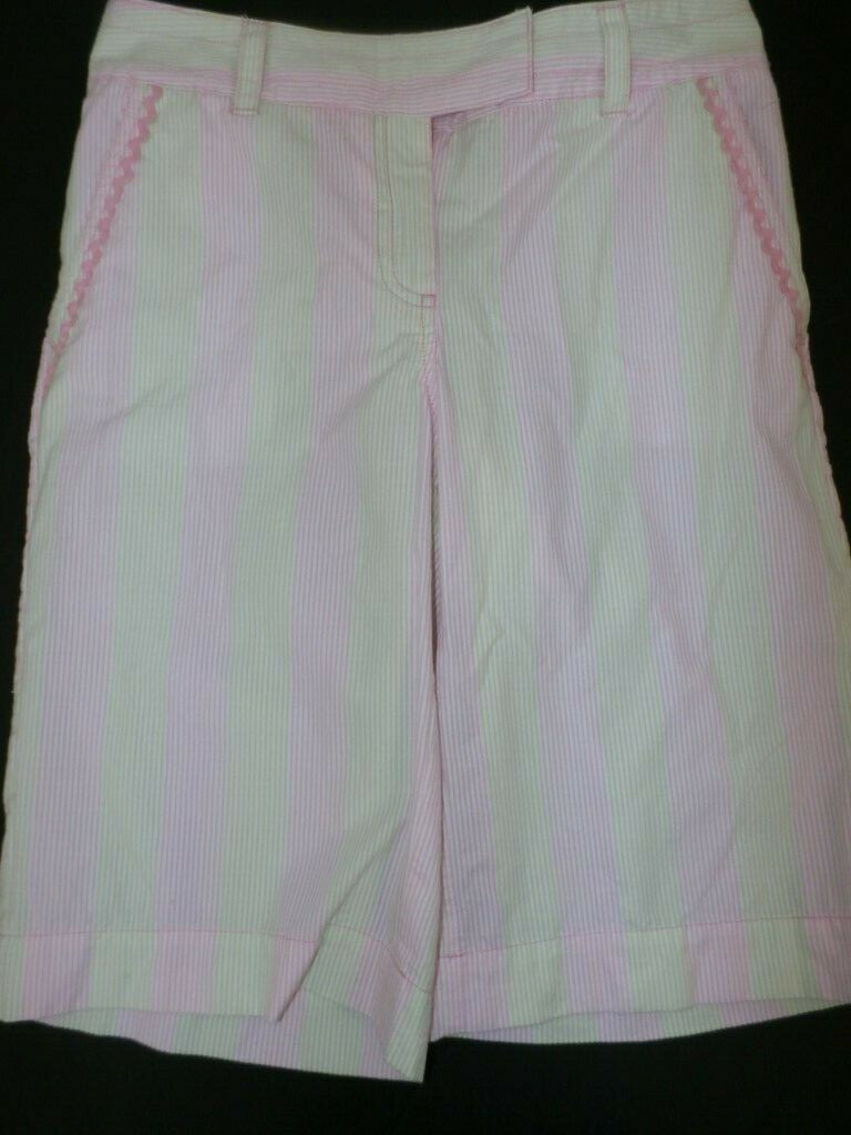 Lilly Pulitzer Shorts Women SZ 2 Maybelline Pink Striped Bermuda Walking Pastels