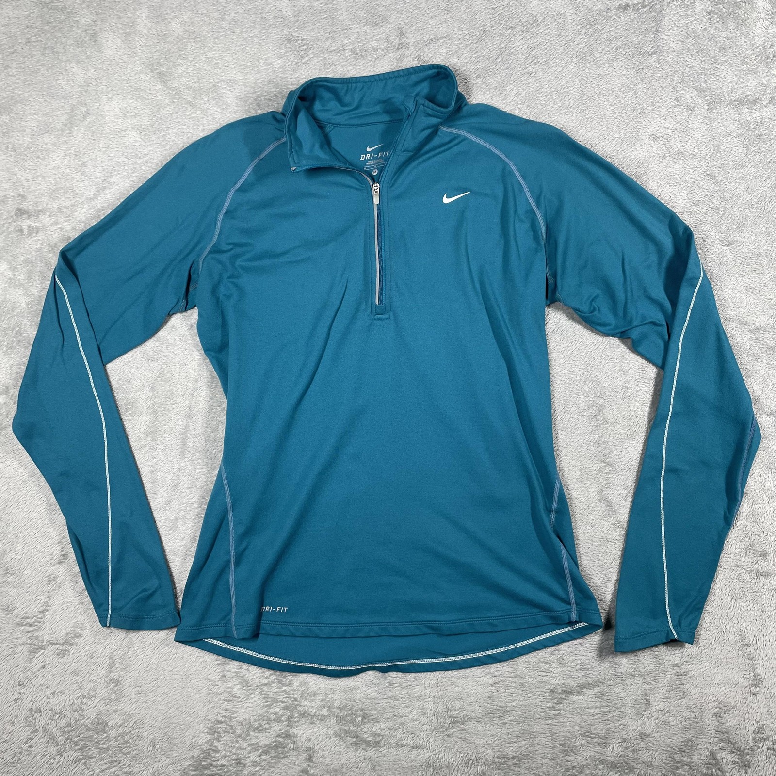 Nike Dri-FIT Pullover Womens Medium Blue Mock Neck 1/2 Zip Athletic Stretch